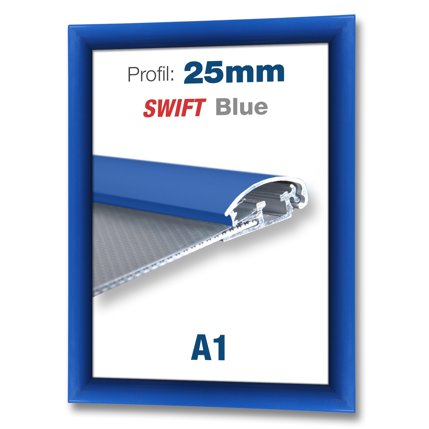 Blå Swift klikramme med 25mm profil - A1