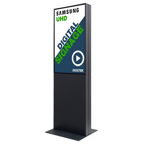 Dobbeltsidet digitalt totem skilt med 2x Samsung display skærm.