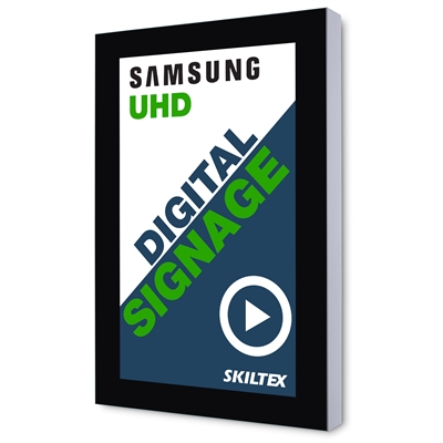 Digital væghængt infoskærm med Samsung display skærm.