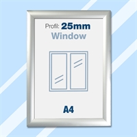 Dobbeltsidet A4 ramme til vindue - 25mm profil