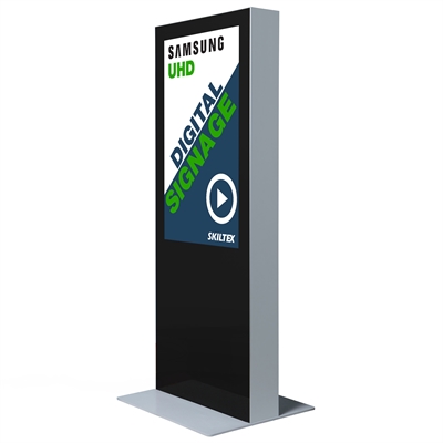 Dobbeltsidet digitalt totem skilt med 2x Samsung display skærme.