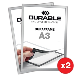 Selvklæbende A3 Magnetramme - Duraframe® Sølv - 2-pak