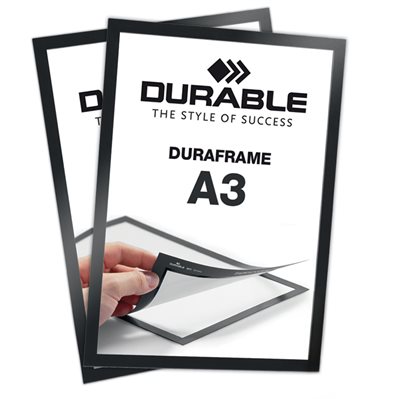 Selvklæbende A3 Magnetramme - Duraframe® Sort - Pakke med 2 stk