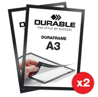 Selvklæbende A3 Magnetramme - Duraframe® Sort - Pakke med 2 stk