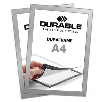 Selvklæbende A4 Magnetramme - Duraframe® Sølv - 2-pak