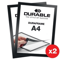 Selvklæbende A4 Magnetramme - Duraframe® Sort - Pakke med 2 stk