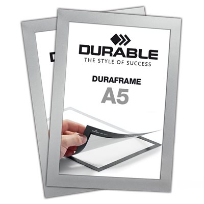 Selvklæbende A5 Magnetramme - Duraframe® Sølv - 2-pak
