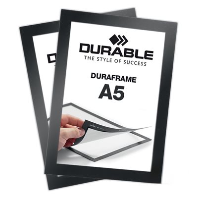 Selvklæbende A5 Magnetramme - Duraframe® Sort - Pakke med 2 stk