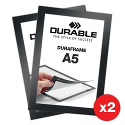 Selvklæbende A5 Magnetramme - Duraframe® Sort - Pakke med 2 stk