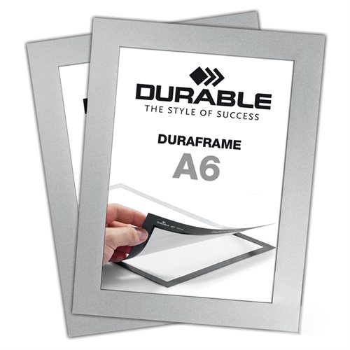 Selvklæbende A6 Magnetramme - Duraframe® Sølv - 2-pak