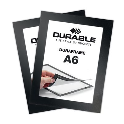 Selvklæbende A6 Magnetramme - Duraframe® Sort - Pakke med 2 stk
