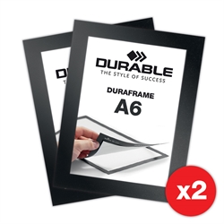 Selvklæbende A6 Magnetramme - Duraframe® Sort - Pakke med 2 stk
