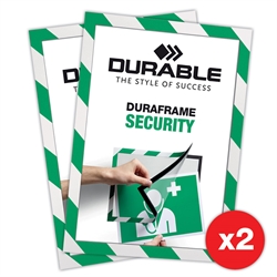 Duraframe® Security Grøn/Hvid - Selvklæbende A4 Magnetramme - 2-pak