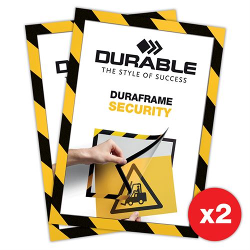 Duraframe® Security Gul/Sort - Selvklæbende A4 Magnetramme - 2-pak