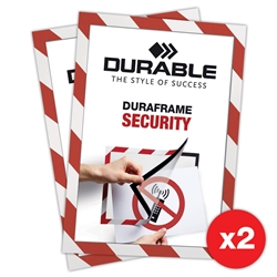 Duraframe® Security Rød/Hvid - Selvklæbende A4 Magnetramme - 2-pak
