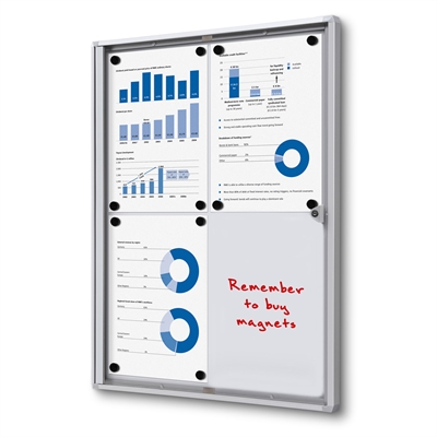 Economy indendørs whiteboard opslagsskab - 4xA4