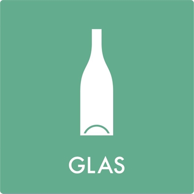 Glas - Affaldssortering klistermærke - 12x12 cm