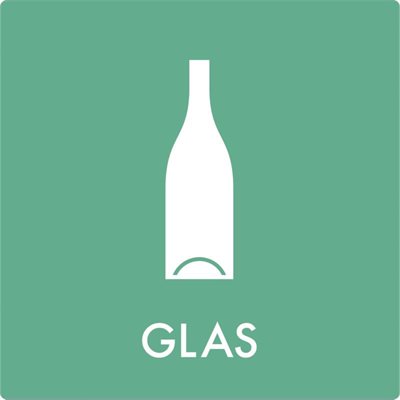 Glas - Affaldssortering klistermærke - 12x12 cm