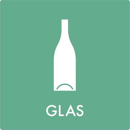 Glas - Affaldssortering klistermærke - 12x12 cm