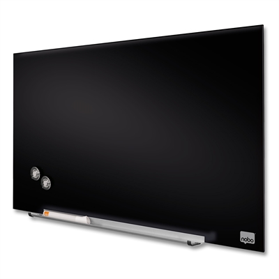 Sort glastavle med magnetisk whiteboard overflade