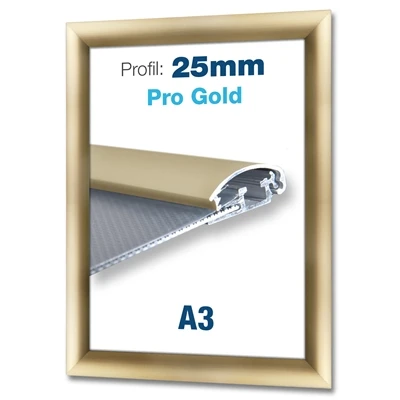 Pro Guld klikramme med 25mm profil - A3