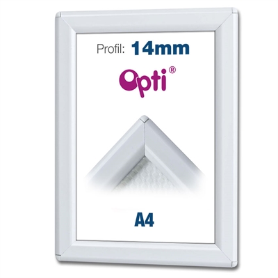 Hvid A4 Opti Color klikramme  - 14mm profil