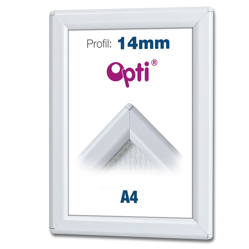 Hvid A4 Opti Color klikramme  - 14mm profil