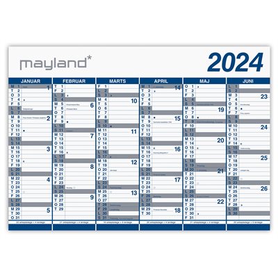 Mayland 2024 Kæmpekalender - 2 x 6 mdr. - Plast - 70x100 cm