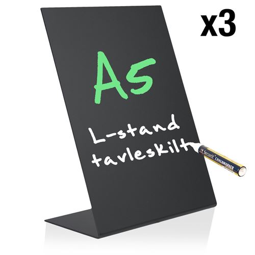L-stand A5 tavleskilte - Pakke med 3 stk