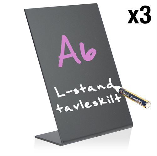 L-stand A6 tavleskilte - Pakke med 3 stk