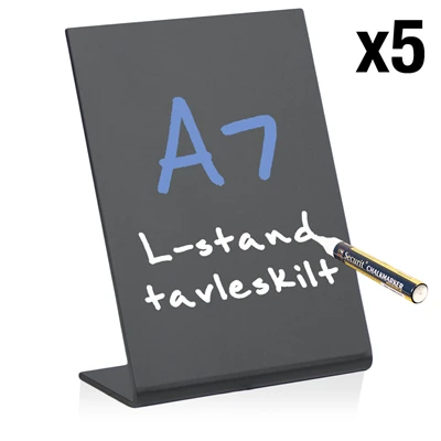 L-stand A7 tavleskilte - Pakke med 5 stk