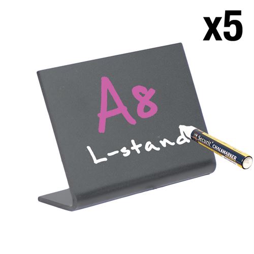 L-stand A8 bredformat tavleskilte - Pakke med 5 stk