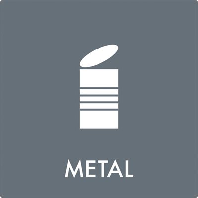 Metal - Affaldssortering klistermærke - 12x12 cm