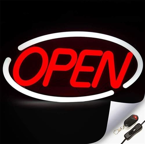 Deluxe "OPEN" LED blinkende neonskilt - Rød/Hvid