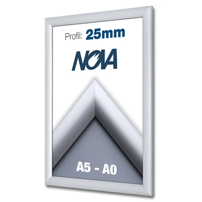 Klikramme i sølv aluminium med 25 mm profil