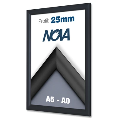 Sort Alu Snapramme med 25 mm profil