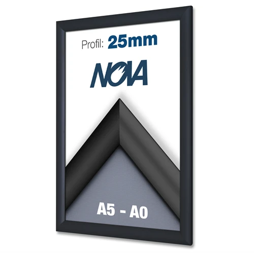 Sort Alu Snapramme med 25 mm profil