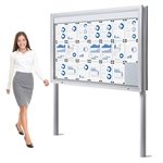 Fritstående Dobbeltsidet 21xA4 Premium Outdoor LED whiteboard opslagsskabe med lys og nedgravningsstolper