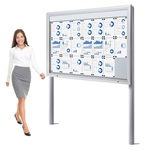 Fritstående Premium LED 21xA4 whiteboard udendørs skab med lys og stolper til fastgørelse på beton