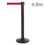 QueuePro Sort Afspærringsstolpe med rødt bånd - 490 cm