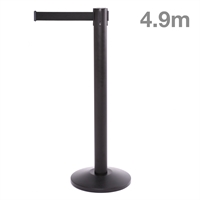 QueuePro Sort Afspærringsstolpe med sort bånd - 490 cm