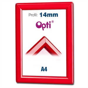 Rød A4 klikramme med 14 mm profil