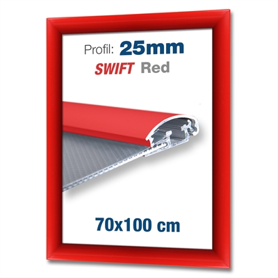 Rød Swift klikramme med 25mm profil - 70x100 cm