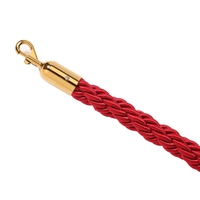 Rødt flettet reb med guld kliklås - 200 cm