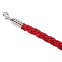 Rødt flettet reb med sølv kliklås - 200 cm
