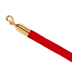 Rødt velour reb med guld kliklås - 180 cm