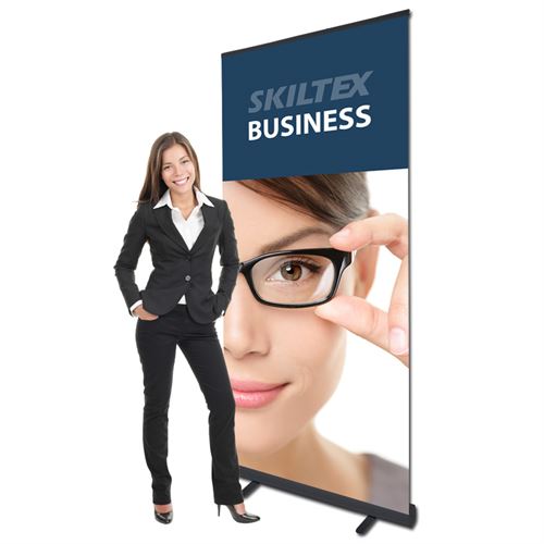 Roll Up banner med sort stativ til messebrug