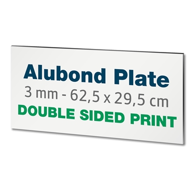 3mm alubond plade | Inkl. print på 2 sider | 62,5 x 29,5 cm