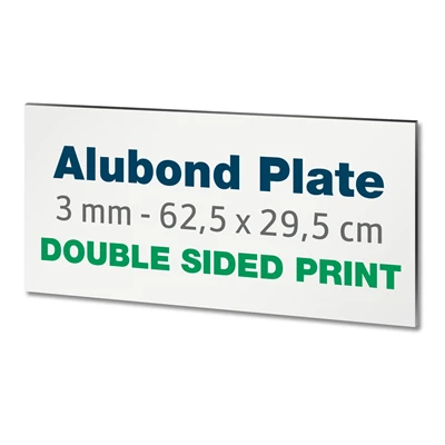 3mm alubond plade | Inkl. print på 2 sider | 62,5 x 29,5 cm