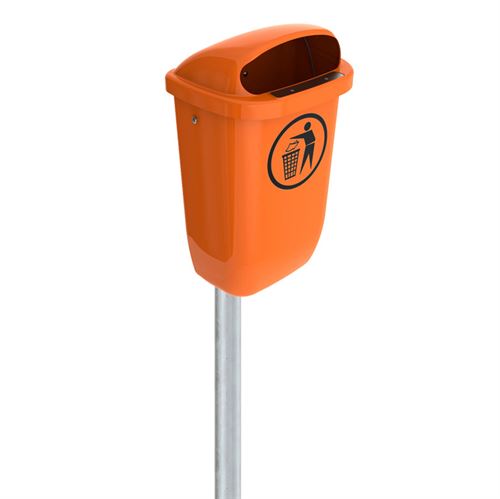 BinPro skraldespand med stolpe - 50L - Orange